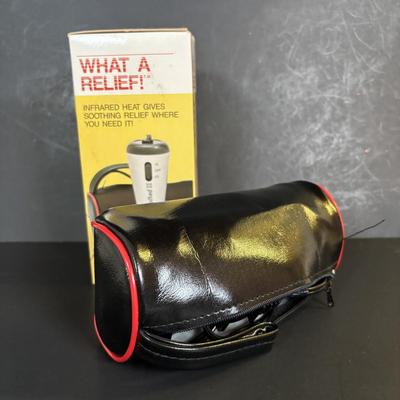 LOT 84: NIP Teak Tub Caddy, Skincare Options PHF-PH-1 Beaty Treatment/Light & What a Relief Infrared Heat Massager