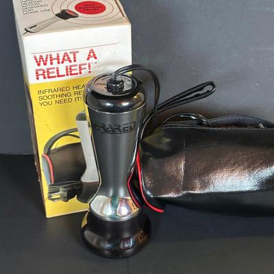 LOT 84: NIP Teak Tub Caddy, Skincare Options PHF-PH-1 Beaty Treatment/Light & What a Relief Infrared Heat Massager