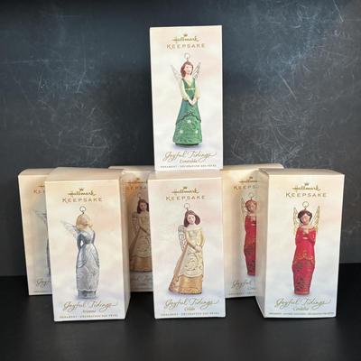 LOT 87: Vintage Hallmark Keepsake Joyful Tidings Angel Ornaments: Emeralda, Cordelia, Gilda, Arianne