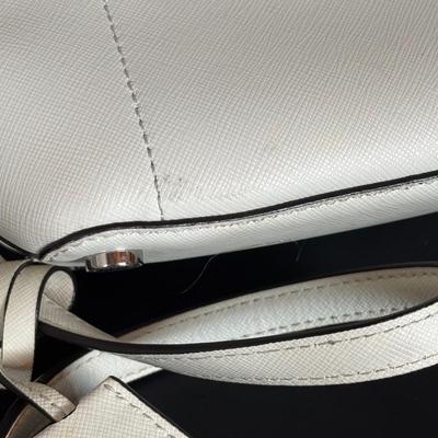 LOT 93: Michael Kors White Leather Dottie medium Bucker Bag