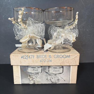 LOT 96: Lenox Lamb Easter Egg, Bride/Groom Ornaments, Just the Right Shoe Collectibles, Vintage Bride/Groom Toasting Glasses, Mikasa...