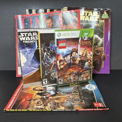 LOT 97: Star Wars: Golden Books Coloring Books, Stars Wars Trilogy DVD Set, Time Magazines along with Lord of the Ring Lego Xbox 360 Game...