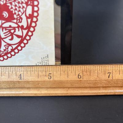 LOT 99: Vintage Hand Painted Lacquer Coaster Set along with Framed & Boxed Chinese Papercut Artwork