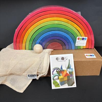 LOT 107: Hooked on Phonics K-1st Grade & Cubo Wooden Rainbow Toy