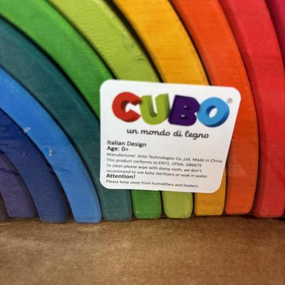 LOT 107: Hooked on Phonics K-1st Grade & Cubo Wooden Rainbow Toy