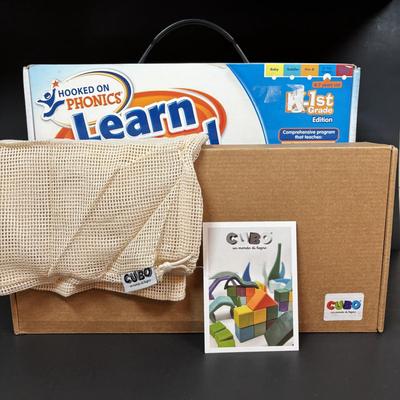 LOT 107: Hooked on Phonics K-1st Grade & Cubo Wooden Rainbow Toy