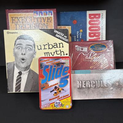 LOT 108: Game Night Ready: Urban Myth, Trivia Pursuit, Slide, Executive Decision, Hercules, Booby Trap