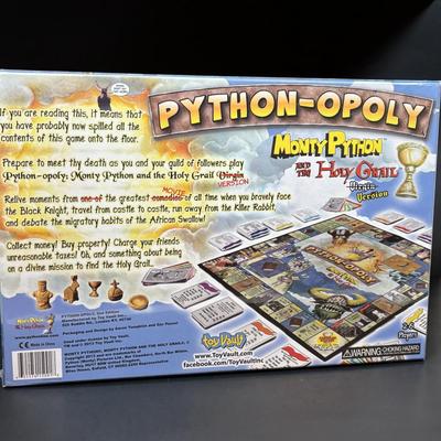 LOT 109: NIP Boad Games: Monty Python & the Holy Grail Python-Opoly, Name 5, Magnetic Battle Game, Trivia Pursuit & More