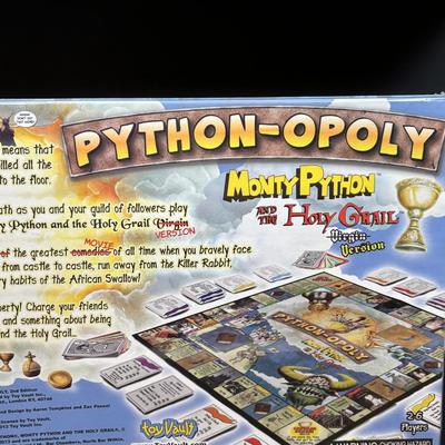 LOT 109: NIP Boad Games: Monty Python & the Holy Grail Python-Opoly, Name 5, Magnetic Battle Game, Trivia Pursuit & More
