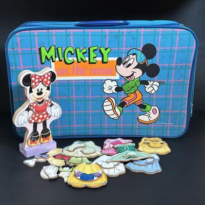LOT 111: Vintage Mickey Mouse Suitcase & Magnetic Minnie Mouse Dress-Up