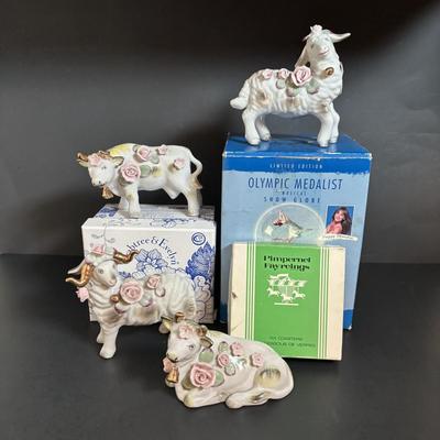 LOT 112: Limited Edition Hallmark Olympic Medalist Musical Snow Globe, Crabtree & Evelyn Mug, Porcelain Farm Animals & Pimpernel...
