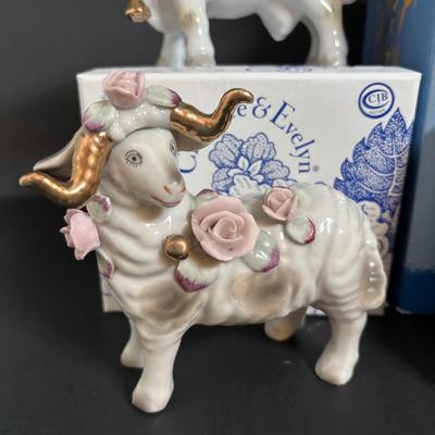 LOT 112: Limited Edition Hallmark Olympic Medalist Musical Snow Globe, Crabtree & Evelyn Mug, Porcelain Farm Animals & Pimpernel...