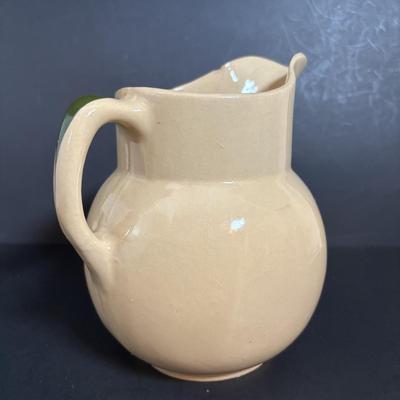 LOT 114: Kitchen Collectibles: Made in Western Germany Father Mug, Pottery Pitcher, Vinegar, Oil, Salt/Pepper Set, Hirco Rosettes Patty...