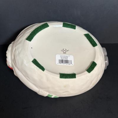 LOT 116: Lenox Santa Treat Dish & Santa Covered Candy Dish along with Time to Celebrate Charms/Ornaments (2 sets - 9 each)