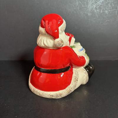 LOT 116: Lenox Santa Treat Dish & Santa Covered Candy Dish along with Time to Celebrate Charms/Ornaments (2 sets - 9 each)