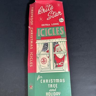 LOT 117: Vintage Christmas: Clamp-on Metal Ice Skates, REAL Tinsel, Red Cellophane Christmas Wreaths w/Electric Candles, Foil/Tinsel...