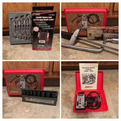 LOT 125: Tools: Craftsman Wrench Set, Battery Load & Charging Tester, Deep Impact Sockets, Electronic Ignition Tester