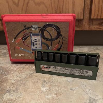 LOT 125: Tools: Craftsman Wrench Set, Battery Load & Charging Tester, Deep Impact Sockets, Electronic Ignition Tester