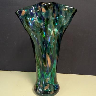 Hand Blown Glass Vase Murano Style