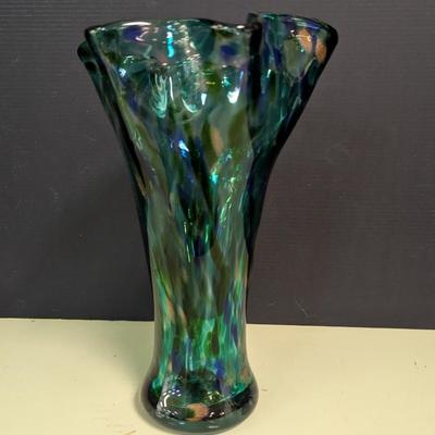 Hand Blown Glass Vase Murano Style