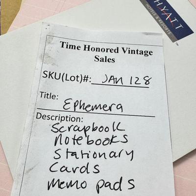 Sale Photo Thumbnail #458: Spiral and other bound notebooks. Africa Giraffe playing cards and score pads. fine paper, postcards autograph book from 1900. "may your memories shire as bright as Edison's light."