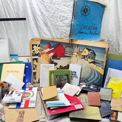 Sale Photo Thumbnail #441: Spiral and other bound notebooks. Africa Giraffe playing cards and score pads. fine paper, postcards autograph book from 1900. "may your memories shire as bright as Edison's light."