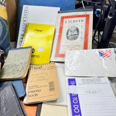 Sale Photo Thumbnail #442: Spiral and other bound notebooks. Africa Giraffe playing cards and score pads. fine paper, postcards autograph book from 1900. "may your memories shire as bright as Edison's light."