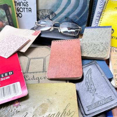 Sale Photo Thumbnail #443: Spiral and other bound notebooks. Africa Giraffe playing cards and score pads. fine paper, postcards autograph book from 1900. "may your memories shire as bright as Edison's light."