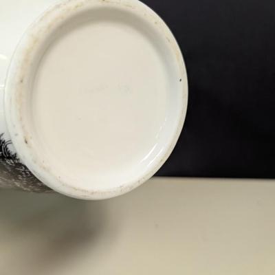 Vintage Black & White Farm Style Pitcher Rooster Rabbit Design