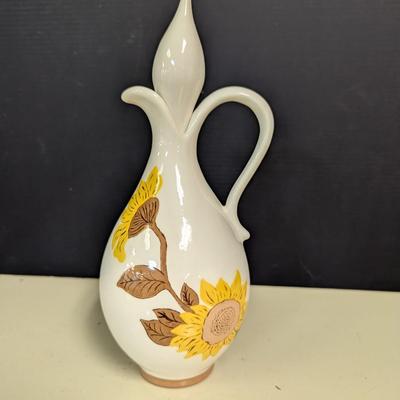 Sunflower Pottery Oil Cruet Signed S. Garris '75