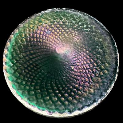 Art Nouveau Green Iridescent Vase with Hand Painted Flowers