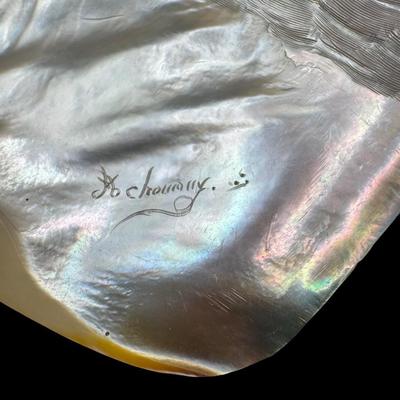 Artist Signed Carved Nacre Shell