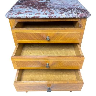 Pair of Louis XV Style Marble Top Bedside Tables