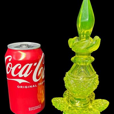 Vintage Vaseline Glass Perfume Bottle with Original Stopper