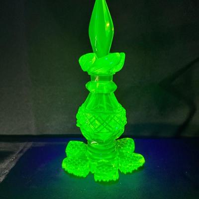 Vintage Vaseline Glass Perfume Bottle with Original Stopper