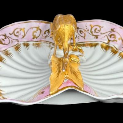 Early Carl Tielsch Majolica Style Two-Part Dish