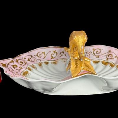 Early Carl Tielsch Majolica Style Two-Part Dish