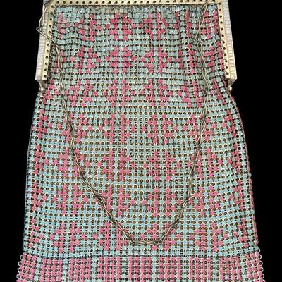 Purse Whiting & Davis Enameled Metal Mesh Antique