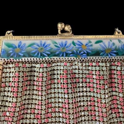 Purse Whiting & Davis Enameled Metal Mesh Antique