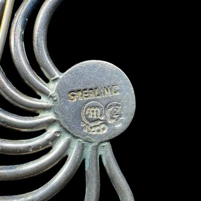 Taxco Brooch Lapis Early Stamped Sterling 14.63 Grams