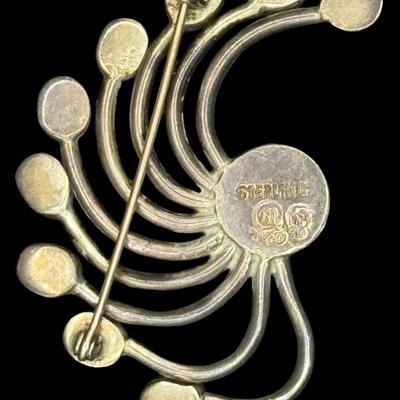 Taxco Brooch Lapis Early Stamped Sterling 14.63 Grams