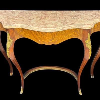 Rococo Italian Style Marble Top Entry Table
