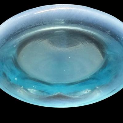 Mosser Glass Aqua Opalescent Drapery Basket