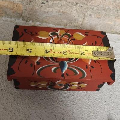 Sale Photo Thumbnail #114: Three different blue birds of happiness and a gorgeous little rosemalled box trunk