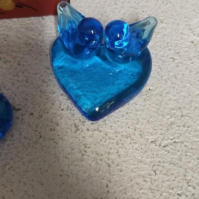 Sale Photo Thumbnail #113: Three different blue birds of happiness and a gorgeous little rosemalled box trunk