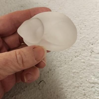 Sale Photo Thumbnail #141: Mirrored dresser tray with a pewter porringer, Hummel Girl with Geese, sleeping kitty, Bing and Grondahl thimble and a Zsolnay Bunny figurine