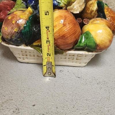 Sale Photo Thumbnail #166: Italian Capodimonte Fruit basket (chippy), Spice of Life Container, 4 metal shell dishes and a couple pairs of candle holders
