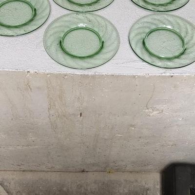 Sale Photo Thumbnail #181: 5 swirl dessert plates, a Block Optic lunch plate and saucer -Glowing!!