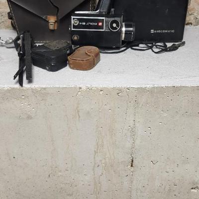 Sale Photo Thumbnail #206: Pair of old video cameras, Colt 84 and a gaf Anscomatic st/90 as well as a few old accessories