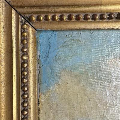 Sale Photo Thumbnail #152: This piece features what is believed to be a Gypsy family in the Alps or Balkans. There is a repair in the bottom left hand corner (pictured). Measurement: 52”H x 42”W. [JP]